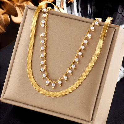 Marizanne | Luxe Snake Choker & Pearl Jewelry Set 18K Gold